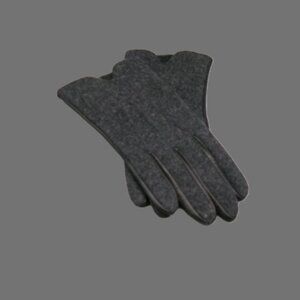Eddie Bauer Gray Wool and Black Leather Gloves, Size L Women's